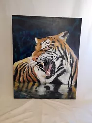 Buy Tiger In Water Painting On Canvas • 200£