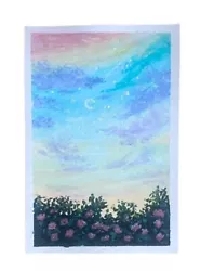 Buy Mini Painting Landscape Dreamy Moonlit Sky Clouds Gouache Watercolour 11X 7.5cm • 6.99£