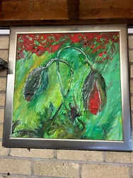 Buy Pair Of Oil Paintings, Poppy Field Theme, Framed & Signed, 18x18 In • 9.99£
