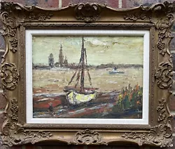 Buy P Jacobs (Continental 20th Century): Boats In A Dutch Estuary, Oil On Canvas • 188£