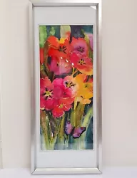 Buy Original Watercolour Red, Yellow And Pink Tulips Painting • 25£