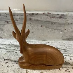 Buy Hand Carved Wood Folk Art Gazelle Unsigned • 14.70£