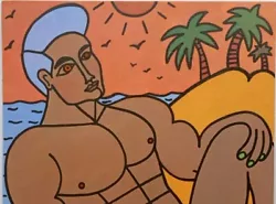 Buy Gay Interest Contemporary Original Oil Painting Muscle Man Oxana Diaz 10  X 10  • 61.16£