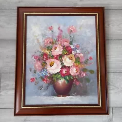 Buy Vintage Oil Painting Still Life Flowers Signed By Helman Bright Pinks 20x24 Inch • 75£