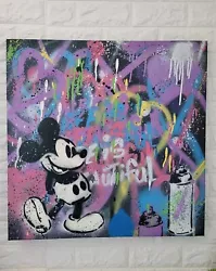 Buy Mr Brainwash X Banksy Canvas Mickey Mouse Graffiti Street Art Handpainted Repro • 75£