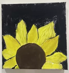 Buy Sunflower Art Acrylic Painting Yellow Black Unique Mylee Rose Hand Paint Canvas • 35.88£