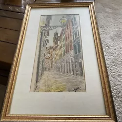 Buy Original Watercolour & Pencil Painting Mediterranean Italy? Scene. Super Frame • 30£