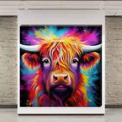 Buy Colour Splash Arty Highland Cow Canvas Scottish Wall Art Bright Picture • 11.49£