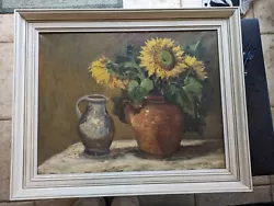 Buy Sunflowers In A Vase Oil Painting By Cornelius De Bruin, Early 20th Century • 150£