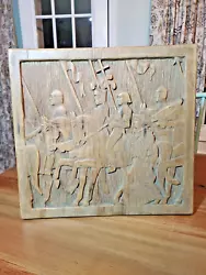Buy Hand Carved Wood 3D Sculpture Wall Plaque Signed Romans Marching On Horses. T4 • 42.48£