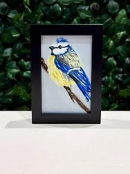 Buy Tit Bird Oil Painting- Original FRAMED Realism Wildlife Artwork Sale Home Decor • 60£