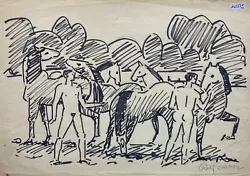 Buy Drawing Impressionist NR39 Rolf Servant Hamburg Horses File Landscape • 50.58£