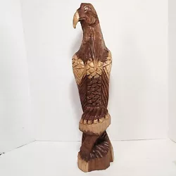 Buy Chainsaw Carved Eagle Hand Carved 20.5 Inches Tall Woodcarving Folk Art Rustic • 80.79£