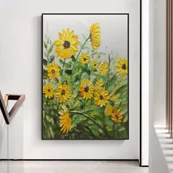Buy Mintura Handpainted Sunflower Oil Paintings On Canvas Wall Art Modern Home Decor • 59.85£