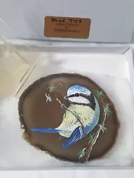 Buy Decorative Glass Hand Painted By Susannah Hall Blue Tits Original Box Signed • 16.90£