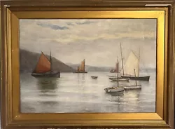 Buy Maritime Painting Oil On Canvas 'In Harbour' Ships Seascape 1930 William Lumley • 75£