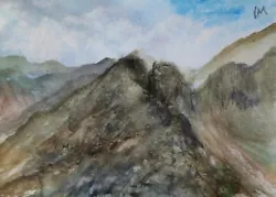 Buy ACEO Original Painting Art Card Landscape Crib Goch Wales Mountain  Watercolour • 5.50£
