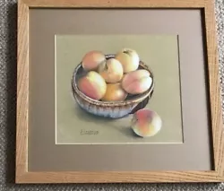 Buy Artist Florence Gardener Small Framed Pastel Still Life  Bowl Of Apricots  • 22£