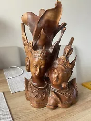 Buy Traditional Balinese Shiva And Parvati Suar Wood Sculpture • 40£