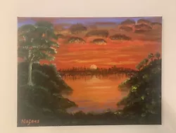Buy Original Acrylic Painting Of 'Sunset Over Lake' Approx: 400mm X 300mm X 15mm • 25£