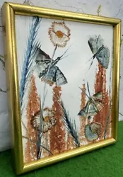 Buy Original Oil Butterfly & Dandelion Painting Vintage Gold Frame 18x15cm • 24.99£