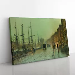 Buy Glasgow Docks By John Atkinson Grimshaw Canvas Wall Art Print Framed Picture • 24.95£