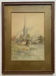 Buy Antique 19th Century Architectural Painting Salisbury Cathedral Fonthill Abbey • 326.76£