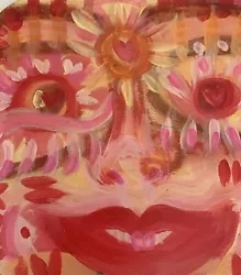 Buy Abstract Pink Lady Face Painting, Wooden Canvas, Moody Virgo Arts Deana Ooak • 4.89£