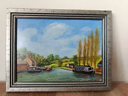 Buy Vintage Countryside Canal Scene With Boats-hand Painted Oil Frame • 18.99£