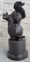 Buy Rare Signed Bronze Squirrel On Tree Stump Hot Cast Marble Sculpture Statue Gift • 288.48£