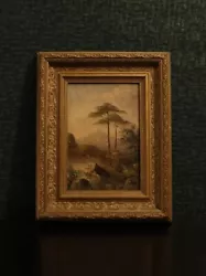 Buy Antique Framed Landscape Oil Painting Lake Mountain Tree Portrait Art Loch Boats • 79£