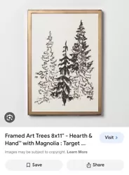 Buy Hearth & Hand Magnolia 8 X10” Snow Tree Sketch Neutral Framed Wall Art Target • 32.58£