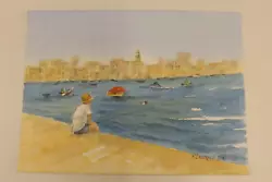 Buy Original Watercolour Painting By K.laurence Boy Fishing In Malta • 14.99£