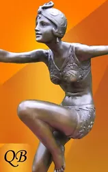 Buy Con Brio Bronze Dancer Flapper Girl Art Deco Figurine Sculpture Statue Figure A • 219.95£