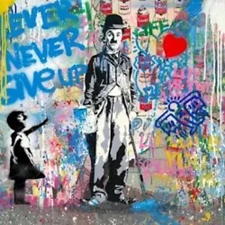 Buy CHAPLIN NEVER NEVER GIVE UP By MR. BRAINWASH (ORIGINAL) PAINTING- Including COA • 8,931£
