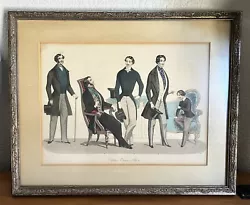 Buy Antique Early 1840s Hand Colored Engraving On Paper Men’s Fashion 14.75” X 12” • 98.03£