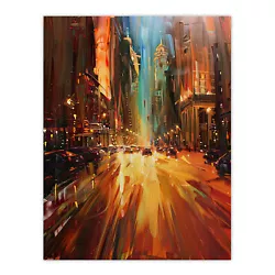 Buy New York City Night Cityscape Abstract Painting Wall Art Poster Print • 11.99£