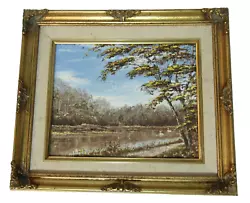Buy Little Painting On Board Wonderful Swan Lake Scene By A Barlow Ornate Frame • 9.99£