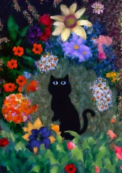 Buy Claude Monet Black Cat In The Flowers Print Black Cat Floral Art Poster • 8.50£