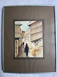Buy Three Arab Watercolours: IRAQ Baghdad; Local Artist 1984 Street Scenes; Abayas • 100£