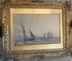 Buy LARGE ORIGINAL ANTIQUE Watercolour Painting Of Ships At Sea Ca 19th C 99p No Res • 27£