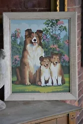Buy VTG 1970s Paint By Number Painting Border Collies Dog W/ Puppies Framed POPS • 45.66£