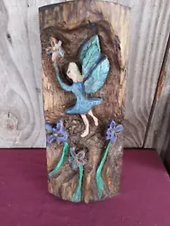 Buy OOAK Fairy Flower Garden Handmade Power Carved Wood Plaque Chainsaw Carving • 28.58£