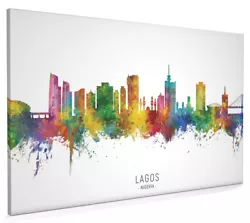 Buy Lagos Skyline, Poster, Canvas Or Framed Print, Watercolour Painting 22620 • 14.99£