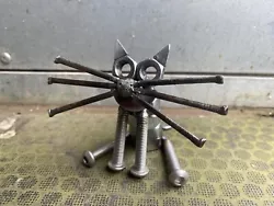 Buy Scrap Metal Art, Cat Figurine Welded From Nuts And Bolts Handmade • 24.95£