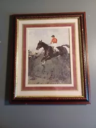 Buy Framed Original Painting Of Horse Jumping A Hedge • 75£