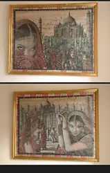 Buy Pair Of Painted Indian Asian Women & Landscape Art Paintings. Local Artist • 90£