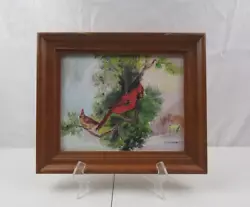 Buy Acrylic Original Painting Red Cardinal Winter Scene Signed Canvas Framed 8x 10  • 39.96£