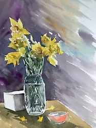 Buy Daffodils In Vase Watercolour Painting - By Daniel Nichols • 30£