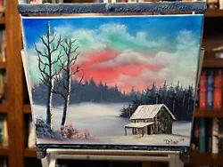 Buy Original Oil Painting 16x20  “Chalet In Winter” Art/Landscape (Bob Ross Style) • 40.84£